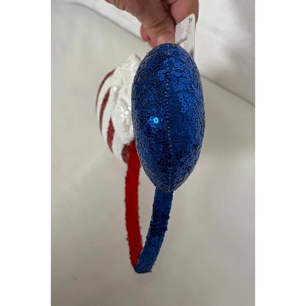 Disney Minnie Mouse Americana Patriotic Sequin Headband Red White Blue New